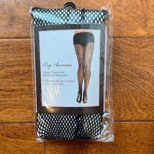 Leg Avenue Black Fishnet Tights with Rhinestone Detail